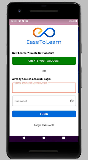 EaseToLearn Learner App Screen 2