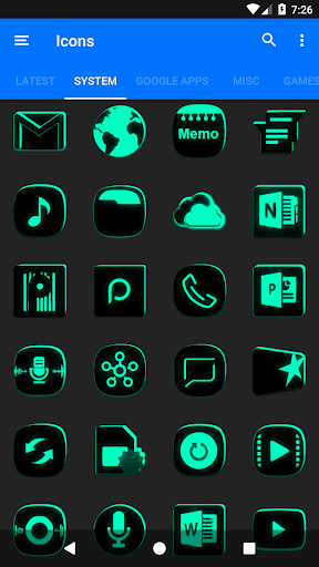 Flat Black and Teal Icon Pack