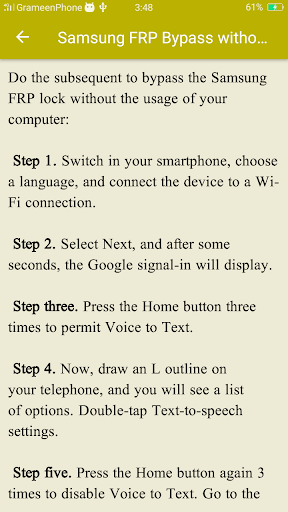 FRP Unlock Samsung Guide Screen 2