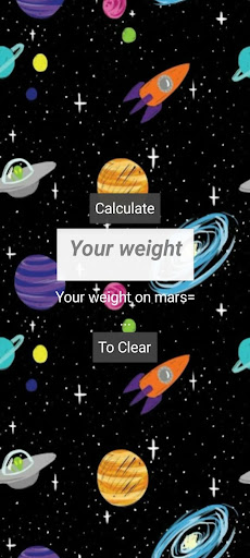 Android application Your weight on mars screenshort