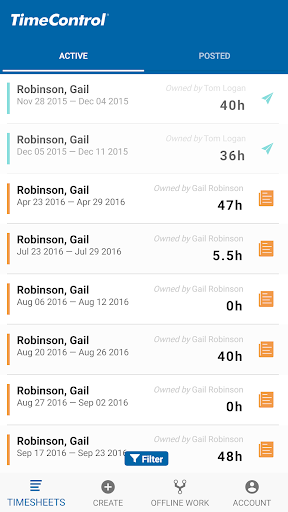 Android application TimeControl Mobile screenshort