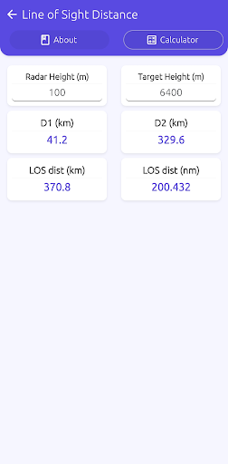 Radars & Comms Calculator Screen 3