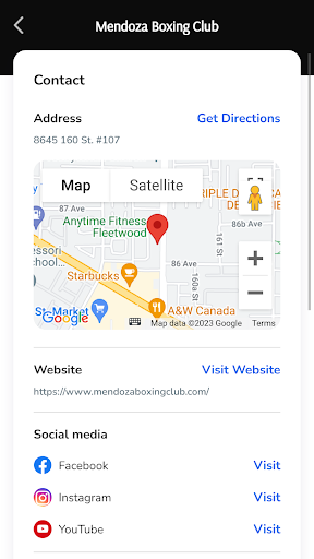 Android application Mendoza Boxing Club screenshort
