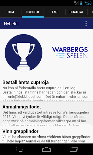 Android application Warbergsspelen screenshort