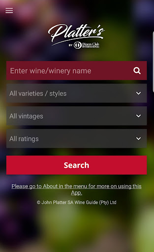 Platters Wine Guide Screen 2