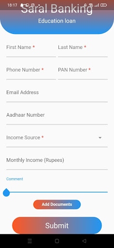 Saral Banking Screen 3
