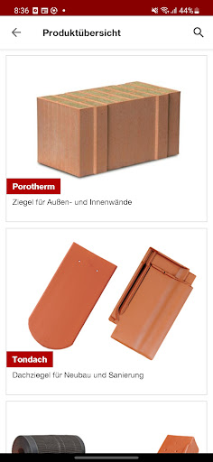 Android application Wienerberger Produktfinder screenshort