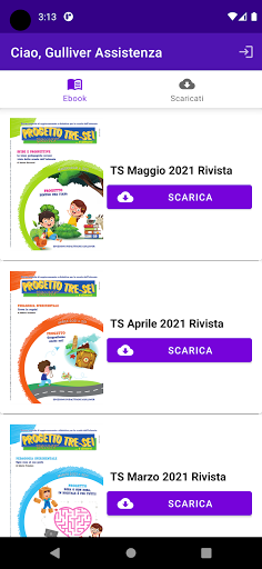 Android application Progetto Tre-Sei Reader screenshort