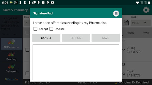 SRx Delivery Screen 3