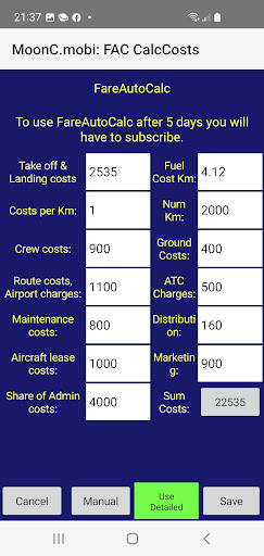 FareAutoCalc Screen 3