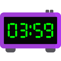 Full-screen digital clock. Tim