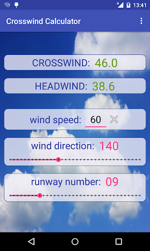 Android application Crosswind Calculator screenshort