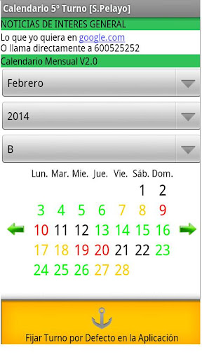 Calendario Turnos Acerinox