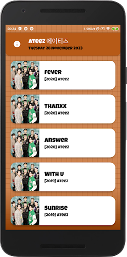 Android application Kpop ATEEZ's : karaoke lyrics screenshort