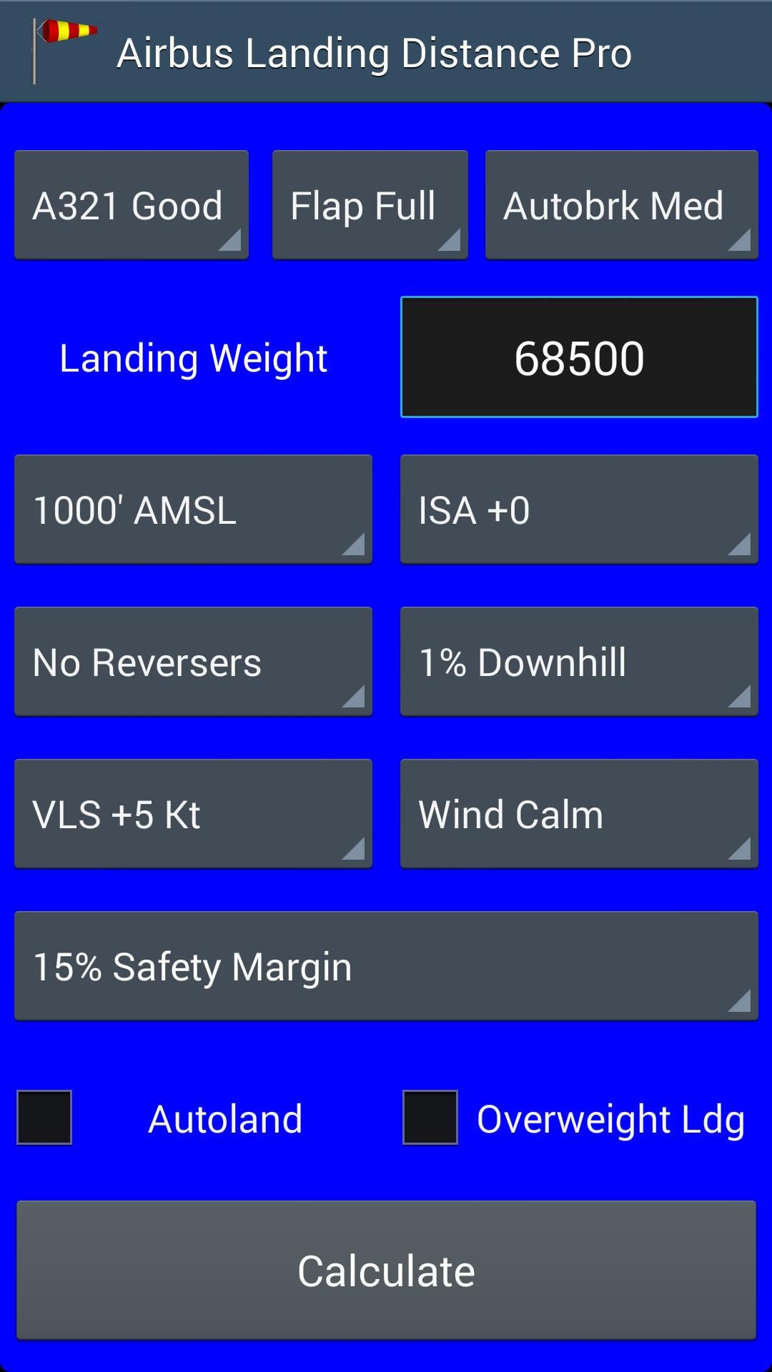 Android application Airbus Landing Distance - Pro screenshort
