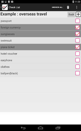 JustCheck - simple checklist Screen 2
