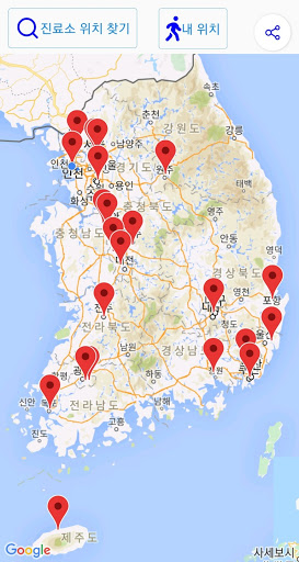 Android application C-백신 예방접종센터 위치 찾기 2021 screenshort