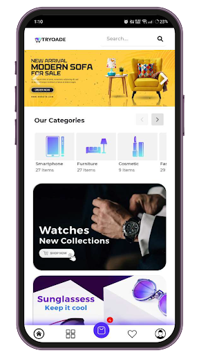 Android application TRYOADE screenshort