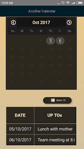 Another Calendar Screen 2