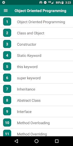 Android application Object Oriented Programming (O screenshort