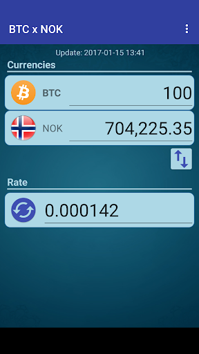 Android application Bitcoin x Norwegian Krone screenshort