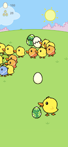 Fröhliche Frau Ente legt Eier