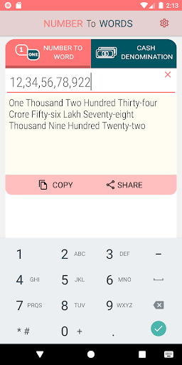 Android application Number To Words screenshort