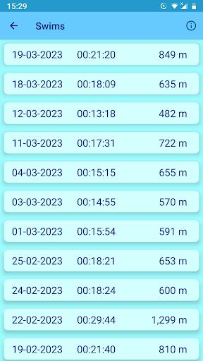 Android application Open Water Swimming Diary screenshort