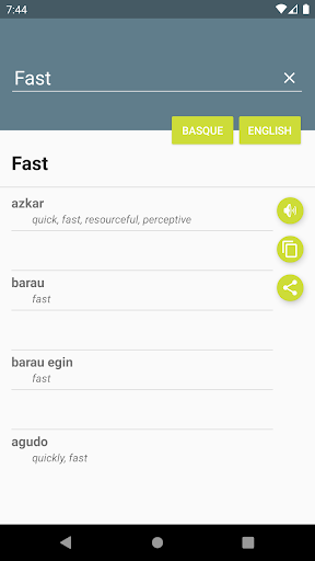 Android application Basque-English Dictionary screenshort