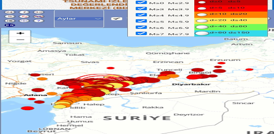 رصدالزلازل على الخريطة 2023