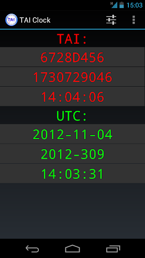 Android application TAI Clock and Converter screenshort
