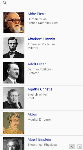Android application Famous Personalities screenshort