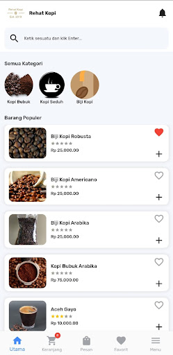 Android application Rehat Kopi screenshort