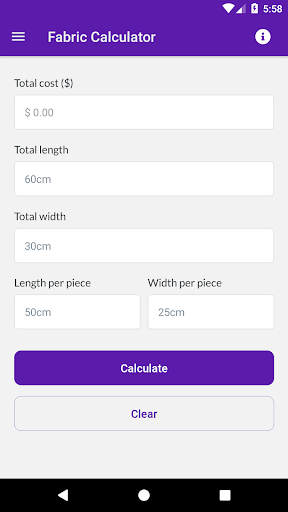 Android application Fabric Calculator - Craft Cost screenshort