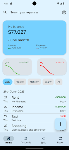 Android application Thrifty: Master your expenses screenshort