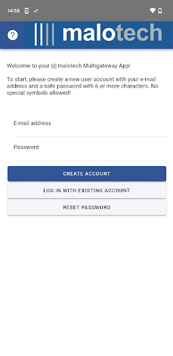 Android application |||| malotech Multigateway screenshort