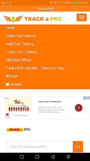 Track a PKG - Courier Package Screen 2
