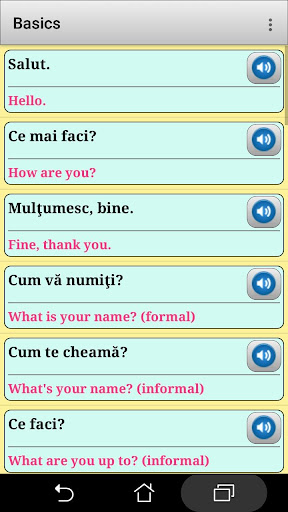 Romanian phrasebook and phrase Screen 3