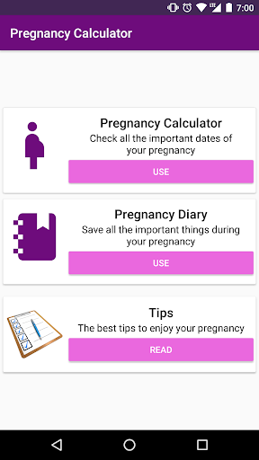 Android application Pregnancy Calculator screenshort