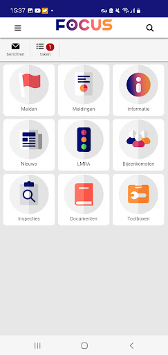 Android application FOCUS op veilig werken screenshort