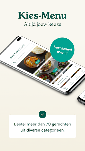 Android application Kies•Menu: maaltijdbezorging screenshort
