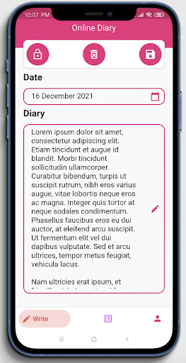 Android application Diary screenshort