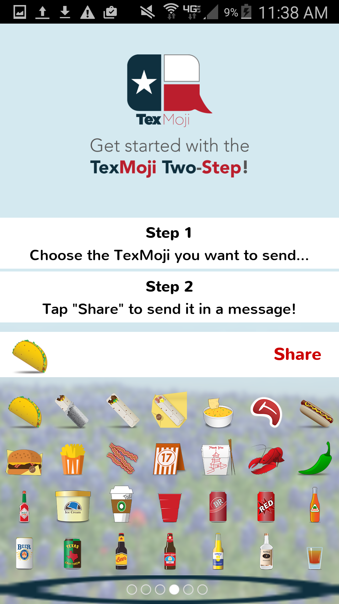 Android application TexMoji screenshort