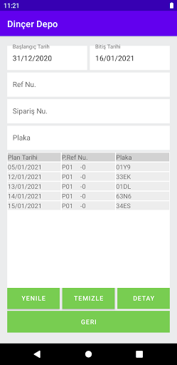 Android application Dinçer Lojistik Depo Takip screenshort