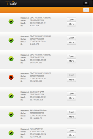 TSuite, head-end manager Screen 2