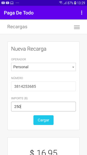 Android application Paga de Todo screenshort