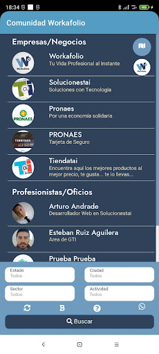 Android application Comunidad Workafolio screenshort