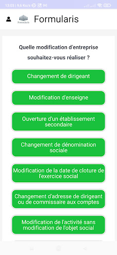 Formalités en ligne Screen 2