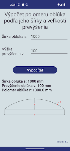 Polomer oblúka Screen 2
