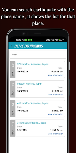 Earthquake Finder Screen 3